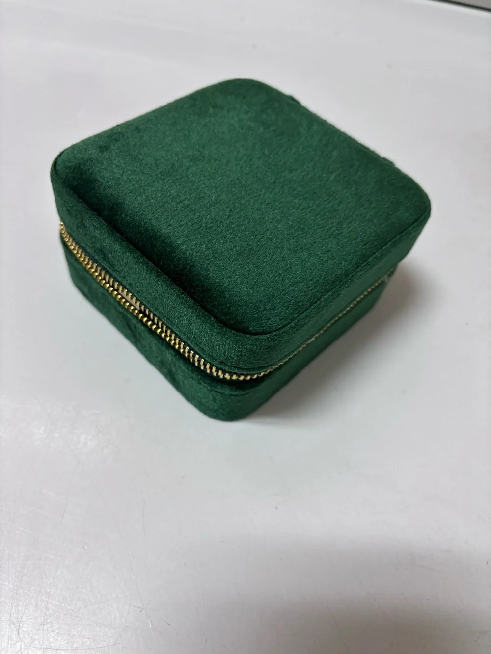 Green Velvet Travel Jewelry Organizer w/ Mirror